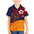 Adelaide Crow Mascot Kid Hawaiian Shirt Polynesian Tribal Pattern Bold Island Style