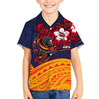 Adelaide Crow Mascot Kid Hawaiian Shirt Polynesian Tribal Pattern Bold Island Style
