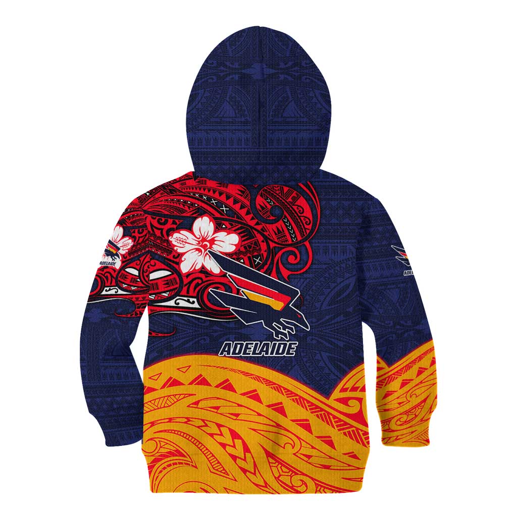 Adelaide Crow Mascot Kid Hoodie Polynesian Tribal Pattern Bold Island Style