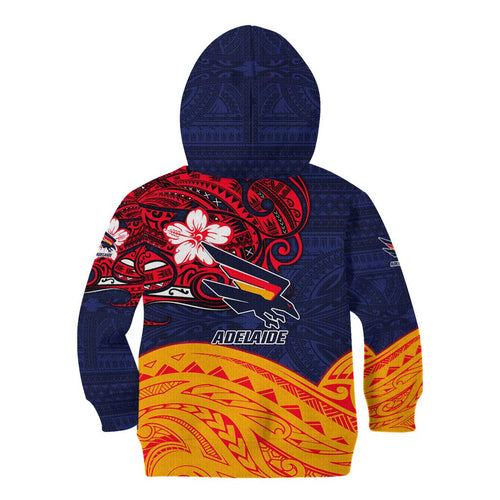 Adelaide Crow Mascot Kid Hoodie Polynesian Tribal Pattern Bold Island Style