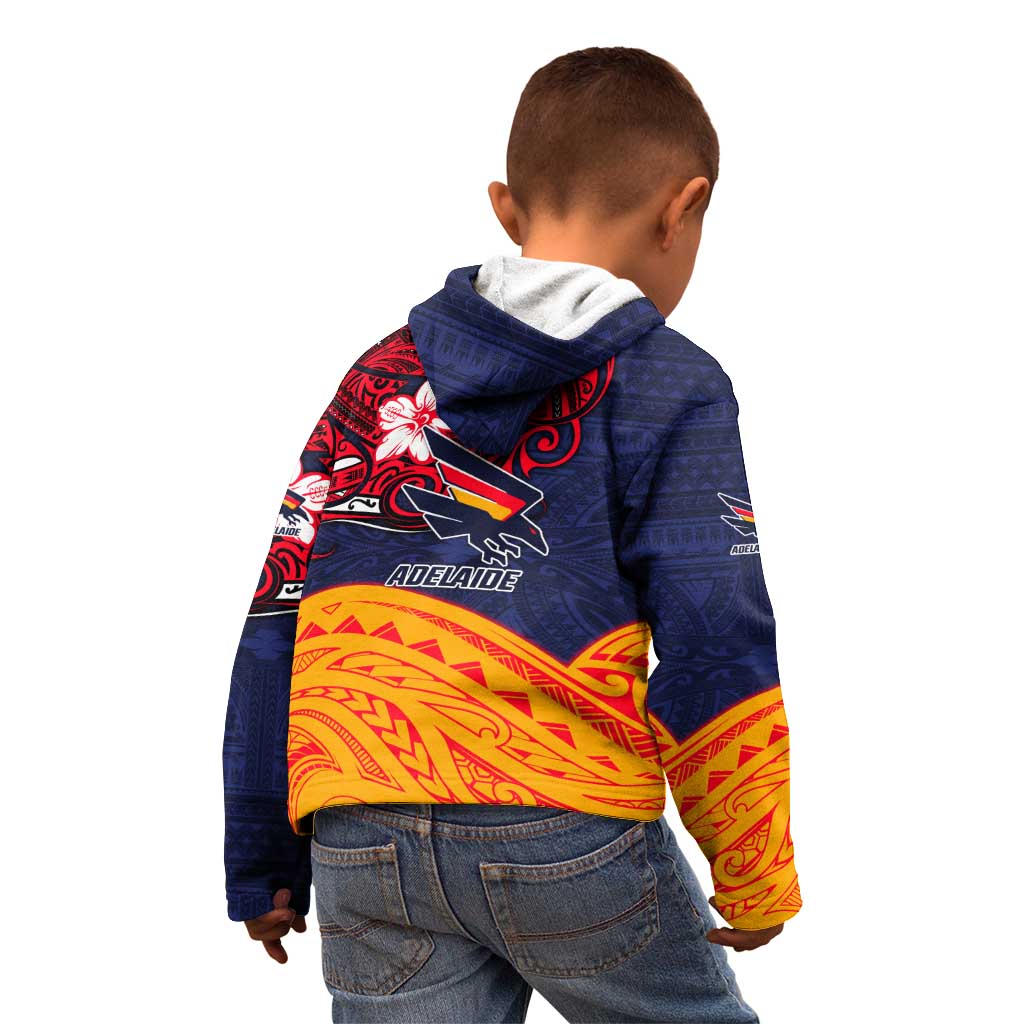 Adelaide Crow Mascot Kid Hoodie Polynesian Tribal Pattern Bold Island Style