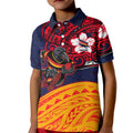 Adelaide Crow Mascot Kid Polo Shirt Polynesian Tribal Pattern Bold Island Style
