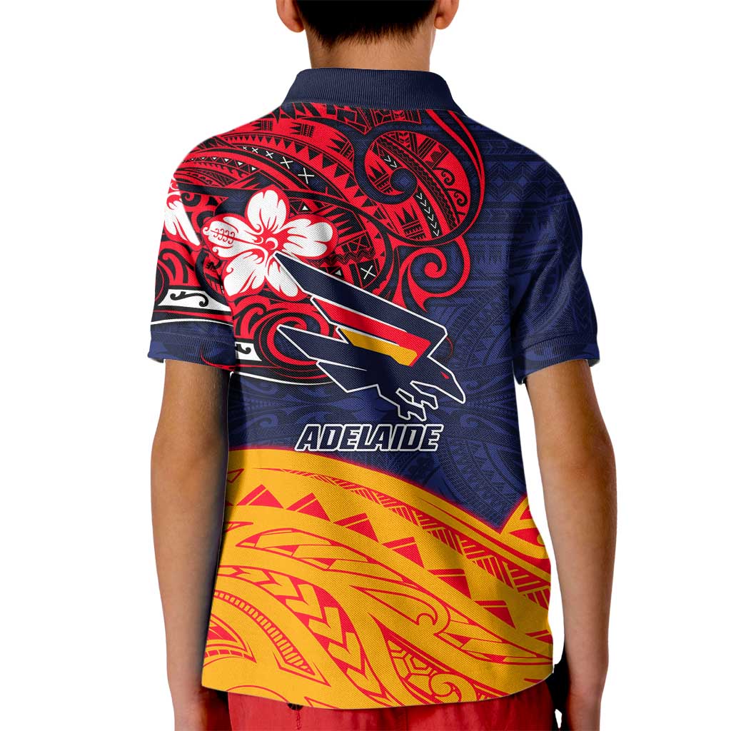 Adelaide Crow Mascot Kid Polo Shirt Polynesian Tribal Pattern Bold Island Style