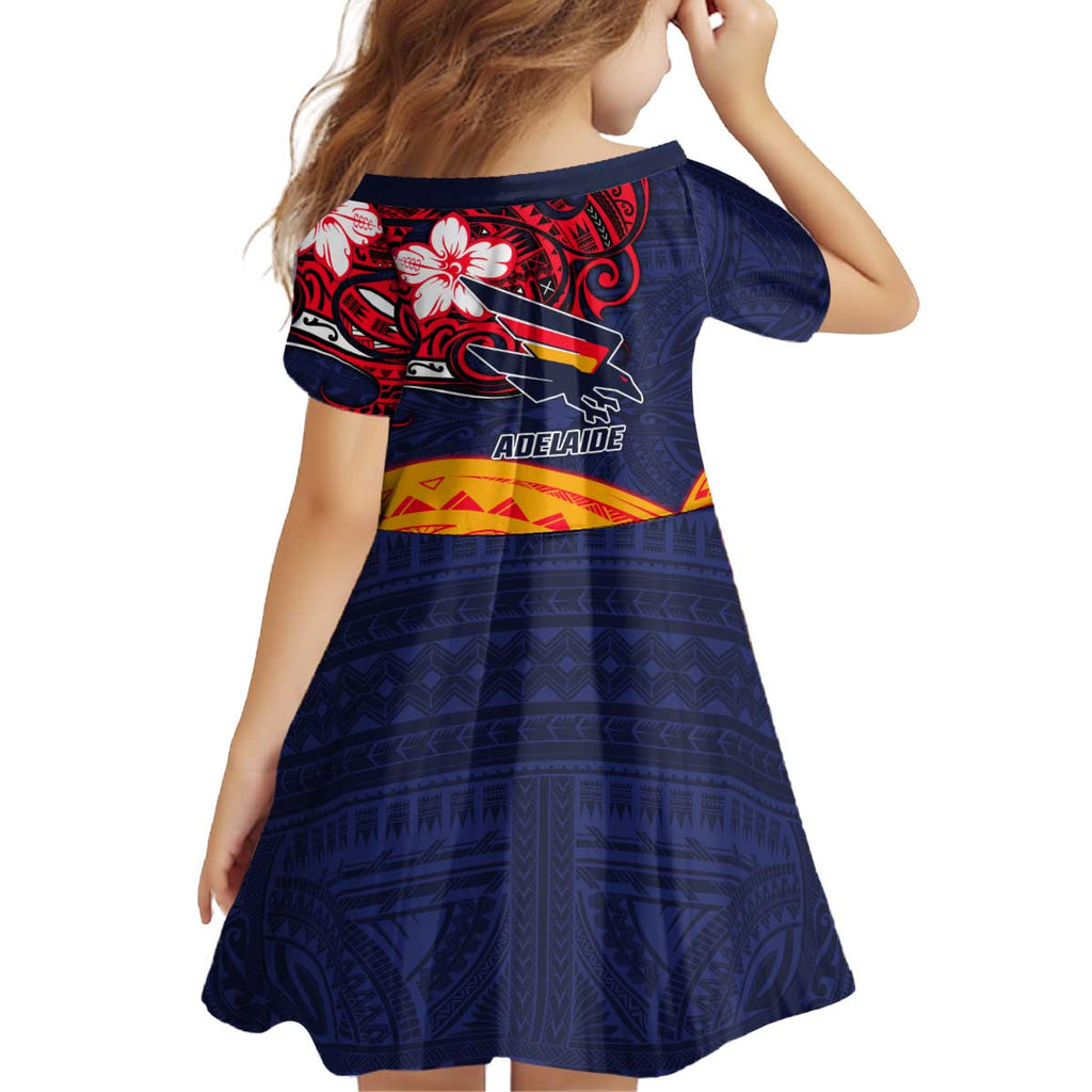 Adelaide Crow Mascot Kid Short Sleeve Dress Polynesian Tribal Pattern Bold Island Style