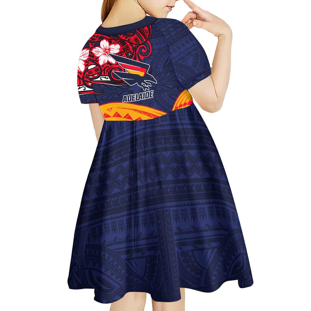 Adelaide Crow Mascot Kid Short Sleeve Dress Polynesian Tribal Pattern Bold Island Style