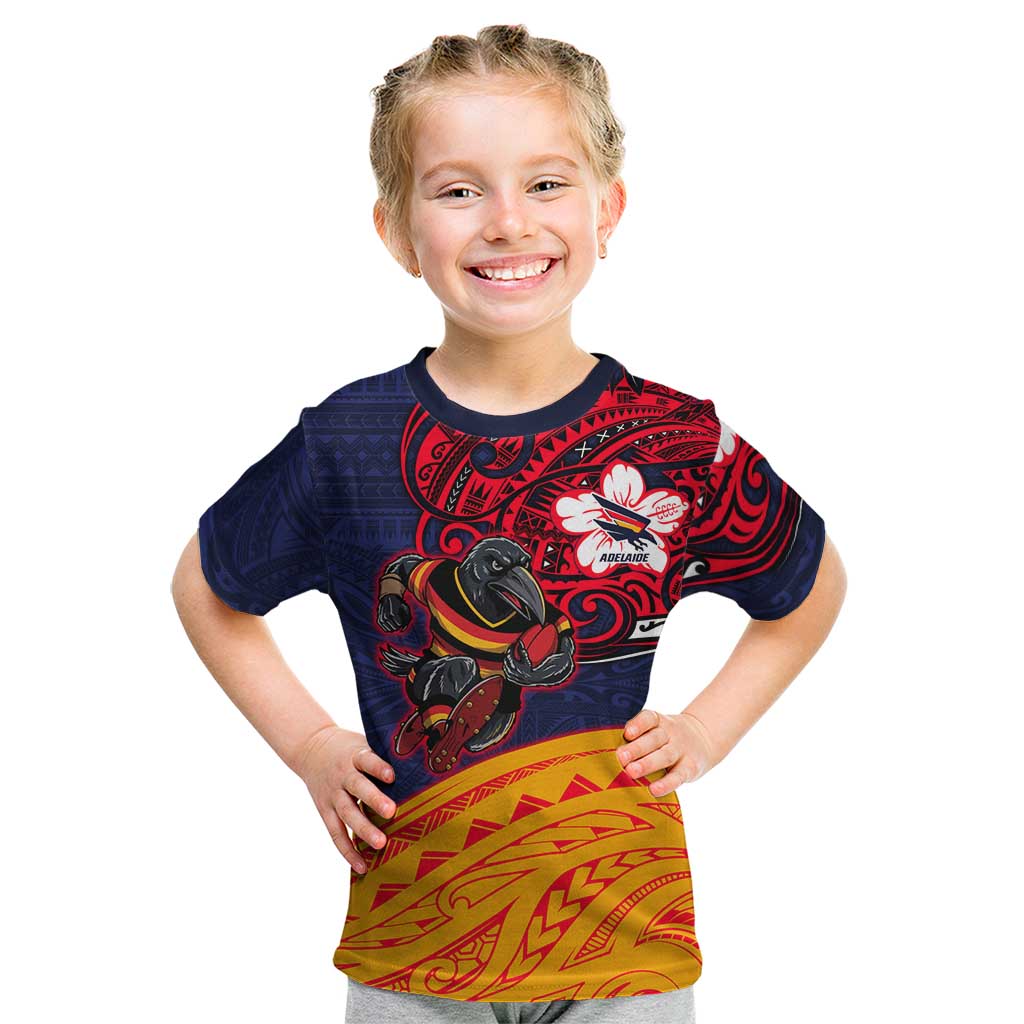 Adelaide Crow Mascot Kid T Shirt Polynesian Tribal Pattern Bold Island Style