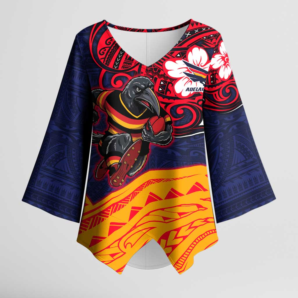Adelaide Crow Mascot Kimono Sleeve Blouse Polynesian Tribal Pattern Bold Island Style