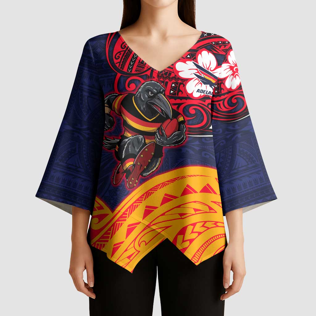 Adelaide Crow Mascot Kimono Sleeve Blouse Polynesian Tribal Pattern Bold Island Style