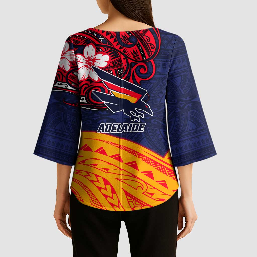 Adelaide Crow Mascot Kimono Sleeve Blouse Polynesian Tribal Pattern Bold Island Style