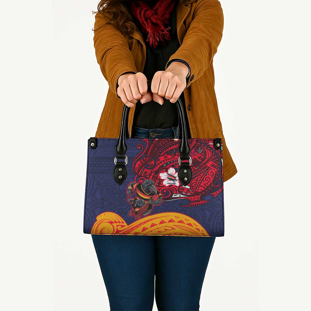 Adelaide Crow Mascot Leather Bag Polynesian Tribal Pattern Bold Island Style