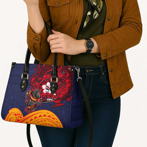 Adelaide Crow Mascot Leather Bag Polynesian Tribal Pattern Bold Island Style