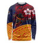Adelaide Crow Mascot Long Sleeve Shirt Polynesian Tribal Pattern Bold Island Style