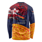 Adelaide Crow Mascot Long Sleeve Shirt Polynesian Tribal Pattern Bold Island Style