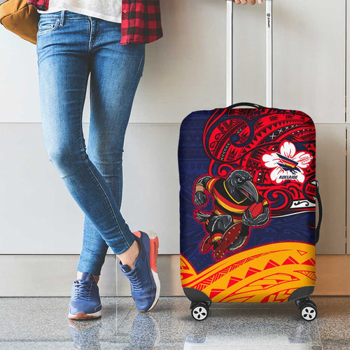 Adelaide Crow Mascot Luggage Cover Polynesian Tribal Pattern Bold Island Style