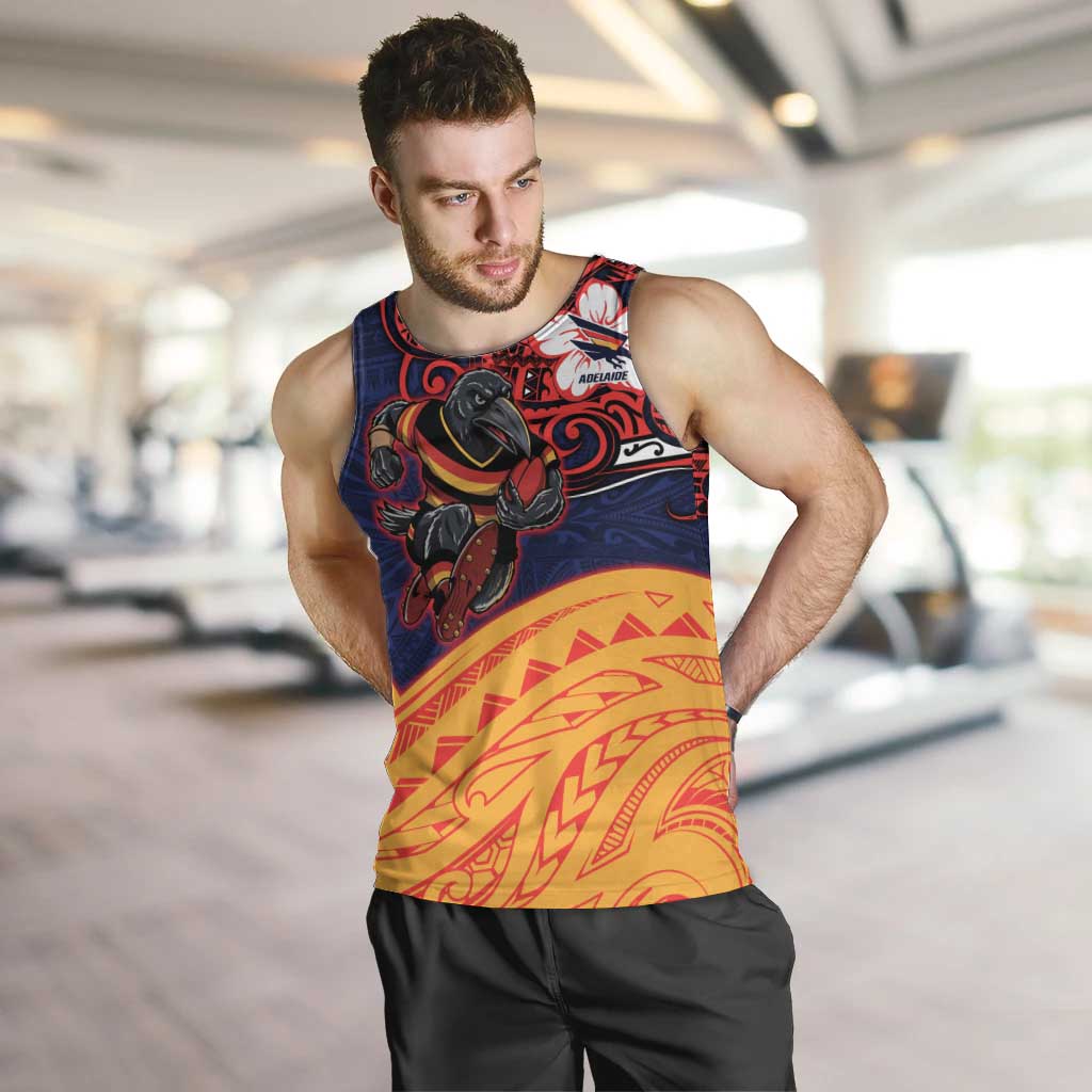 Adelaide Crow Mascot Men Tank Top Polynesian Tribal Pattern Bold Island Style