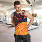Adelaide Crow Mascot Men Tank Top Polynesian Tribal Pattern Bold Island Style