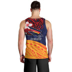 Adelaide Crow Mascot Men Tank Top Polynesian Tribal Pattern Bold Island Style