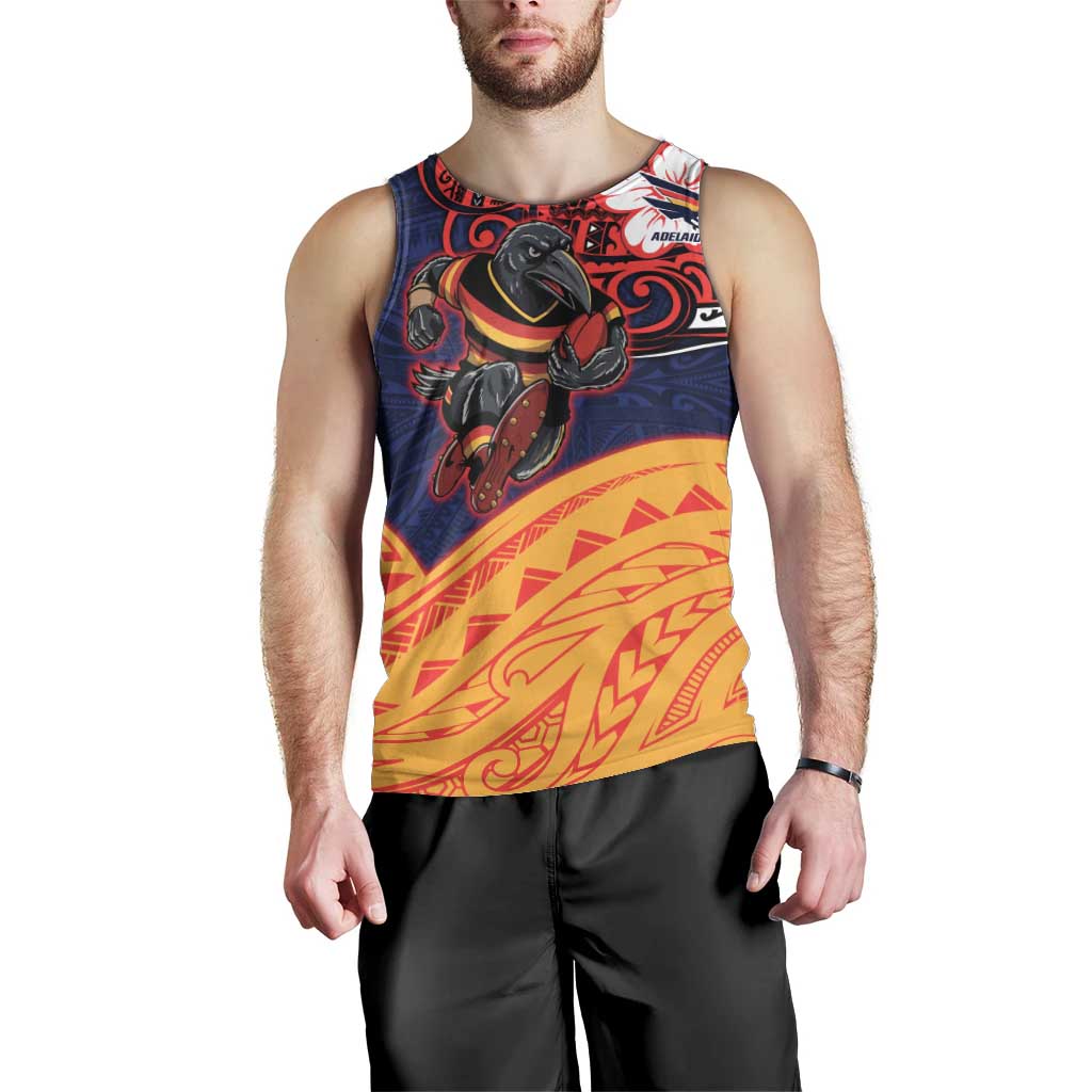 Adelaide Crow Mascot Men Tank Top Polynesian Tribal Pattern Bold Island Style