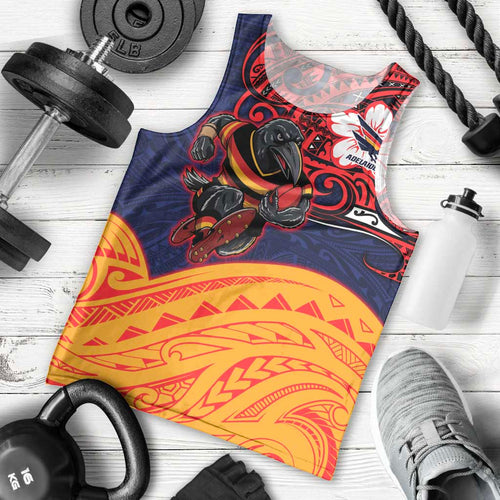 Adelaide Crow Mascot Men Tank Top Polynesian Tribal Pattern Bold Island Style