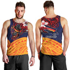 Adelaide Crow Mascot Men Tank Top Polynesian Tribal Pattern Bold Island Style