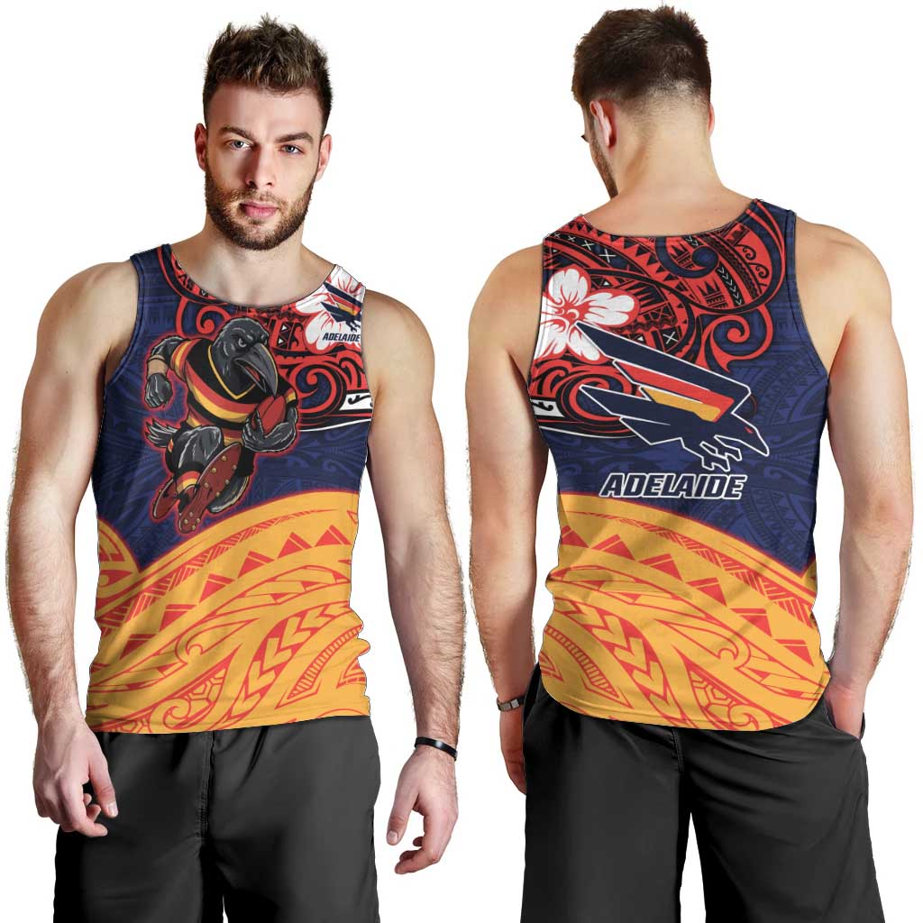 Adelaide Crow Mascot Men Tank Top Polynesian Tribal Pattern Bold Island Style