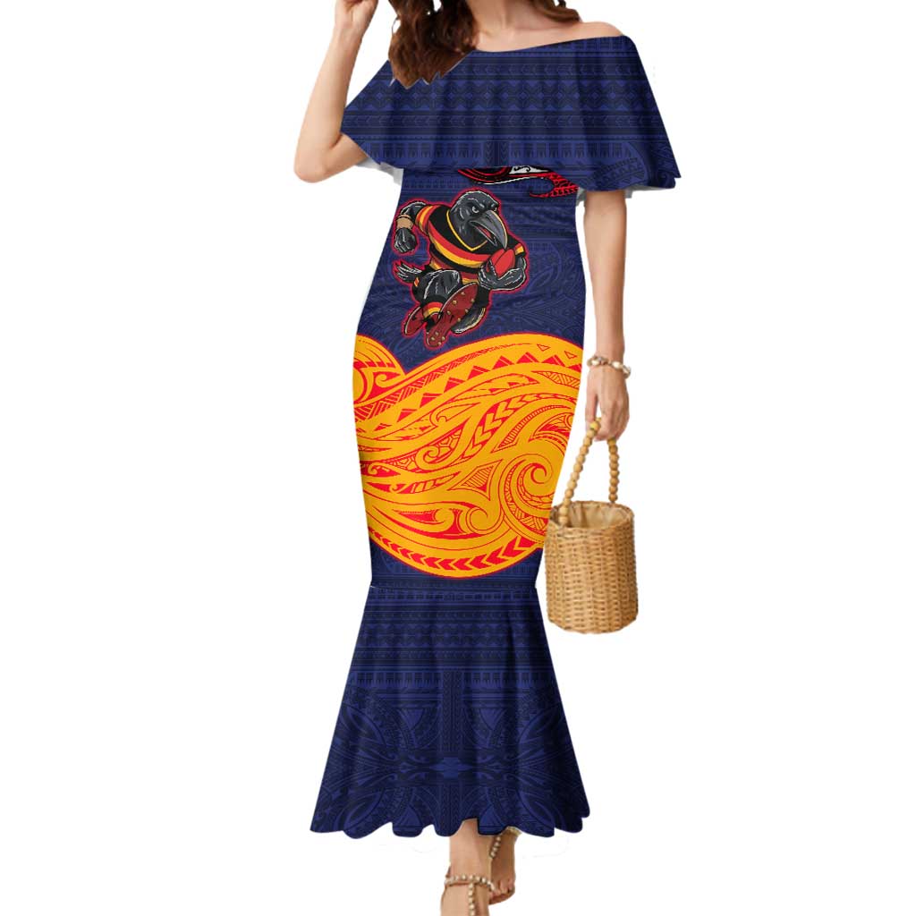 Adelaide Crow Mascot Mermaid Dress Polynesian Tribal Pattern Bold Island Style