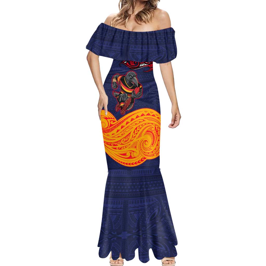 Adelaide Crow Mascot Mermaid Dress Polynesian Tribal Pattern Bold Island Style