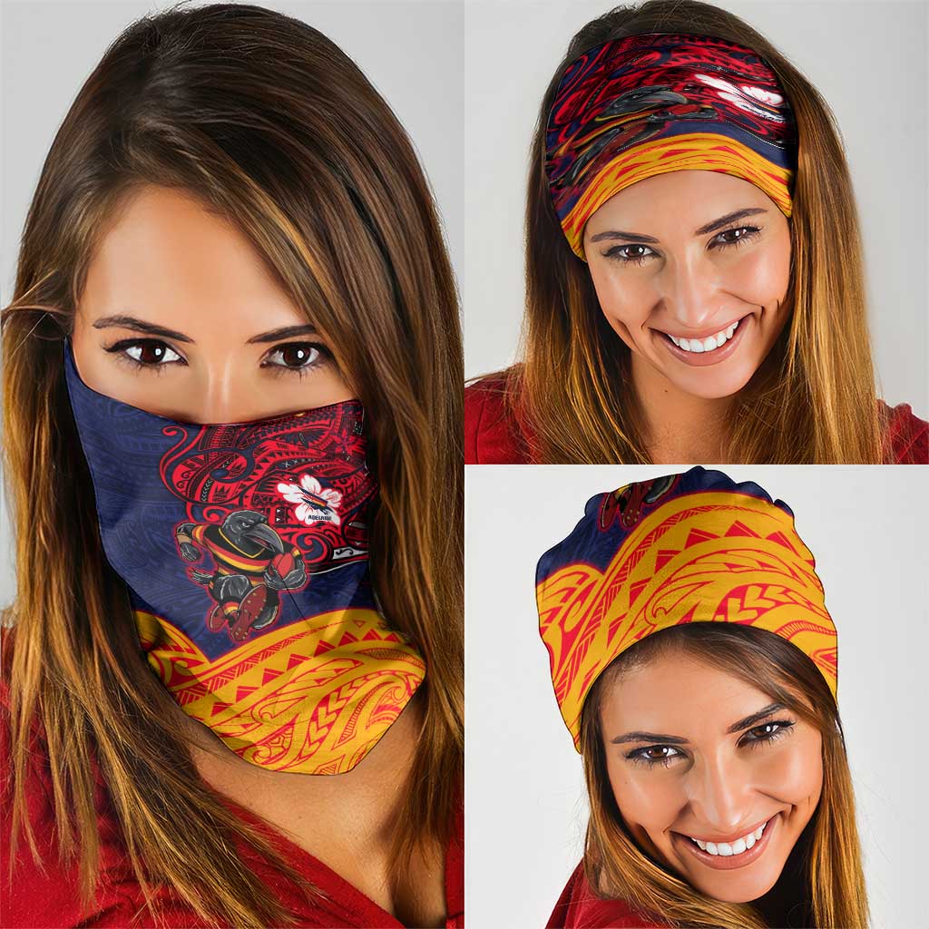 Adelaide Crow Mascot Neck Gaiter Polynesian Tribal Pattern Bold Island Style