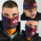 Adelaide Crow Mascot Neck Gaiter Polynesian Tribal Pattern Bold Island Style