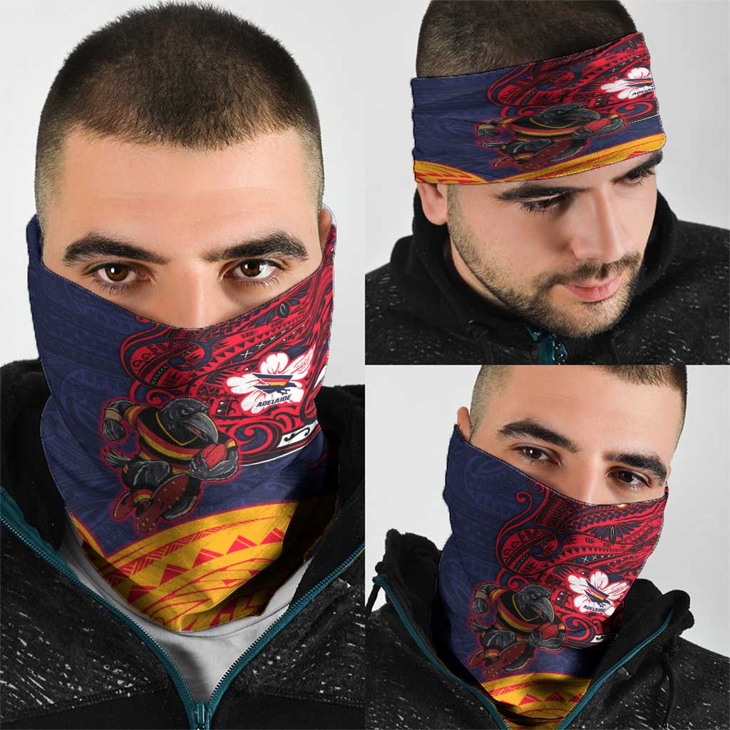Adelaide Crow Mascot Neck Gaiter Polynesian Tribal Pattern Bold Island Style