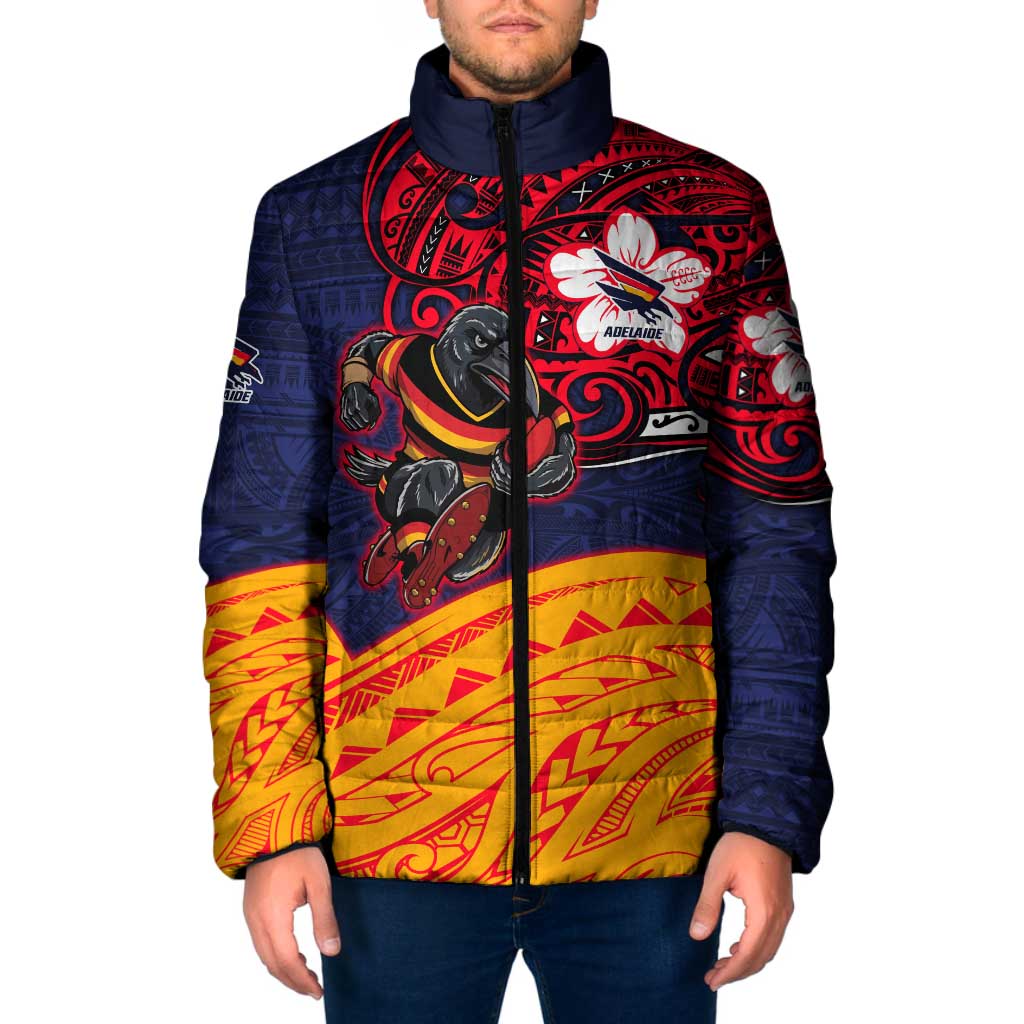 Adelaide Crow Mascot Padded Jacket Polynesian Tribal Pattern Bold Island Style