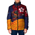 Adelaide Crow Mascot Padded Jacket Polynesian Tribal Pattern Bold Island Style