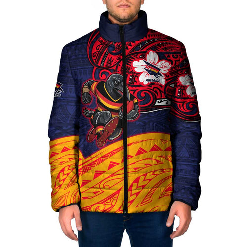 Adelaide Crow Mascot Padded Jacket Polynesian Tribal Pattern Bold Island Style