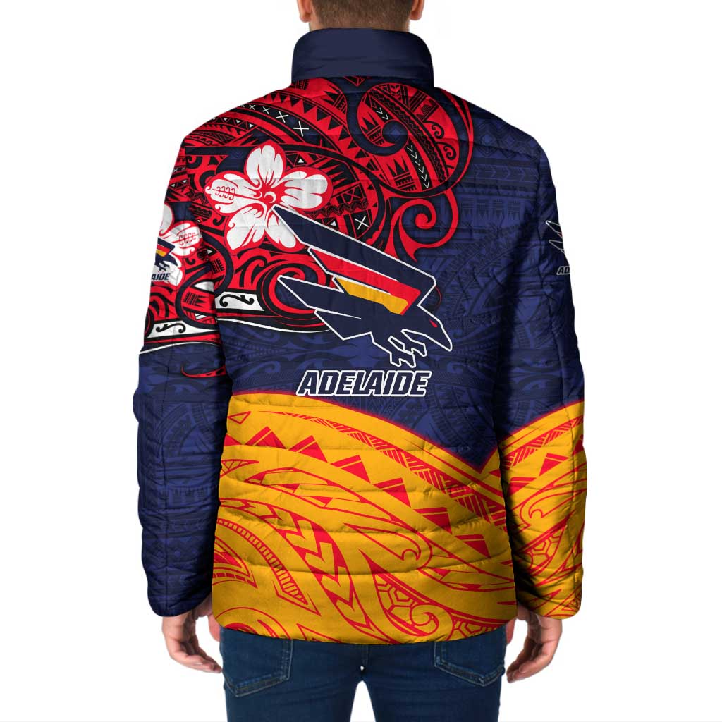 Adelaide Crow Mascot Padded Jacket Polynesian Tribal Pattern Bold Island Style