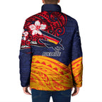 Adelaide Crow Mascot Padded Jacket Polynesian Tribal Pattern Bold Island Style