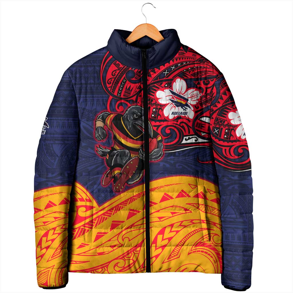 Adelaide Crow Mascot Padded Jacket Polynesian Tribal Pattern Bold Island Style