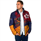 Adelaide Crow Mascot Padded Jacket Polynesian Tribal Pattern Bold Island Style