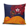 Adelaide Crow Mascot Pillow Cover Polynesian Tribal Pattern Bold Island Style
