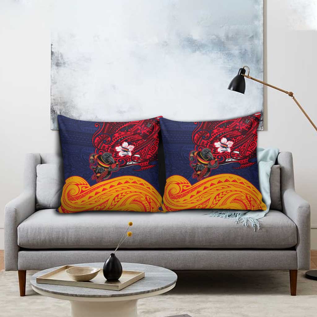 Adelaide Crow Mascot Pillow Cover Polynesian Tribal Pattern Bold Island Style