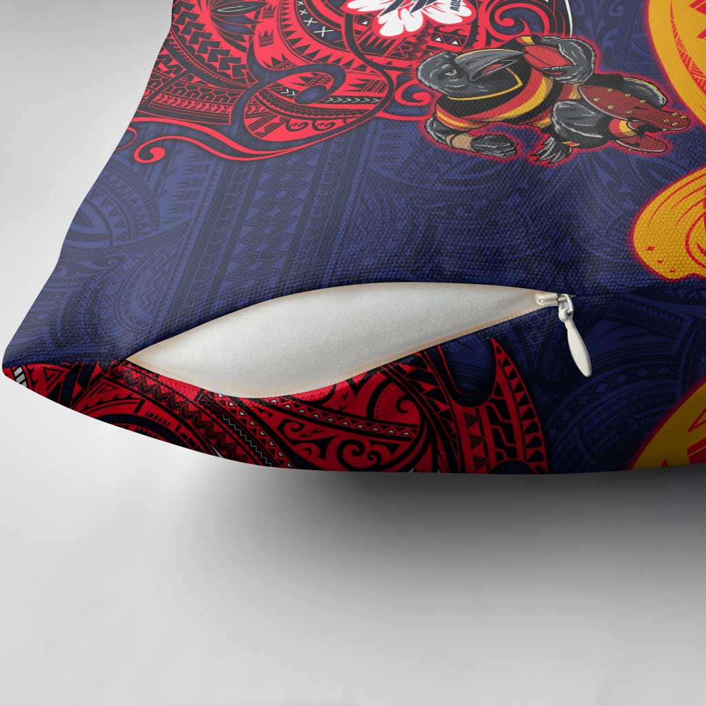 Adelaide Crow Mascot Pillow Cover Polynesian Tribal Pattern Bold Island Style