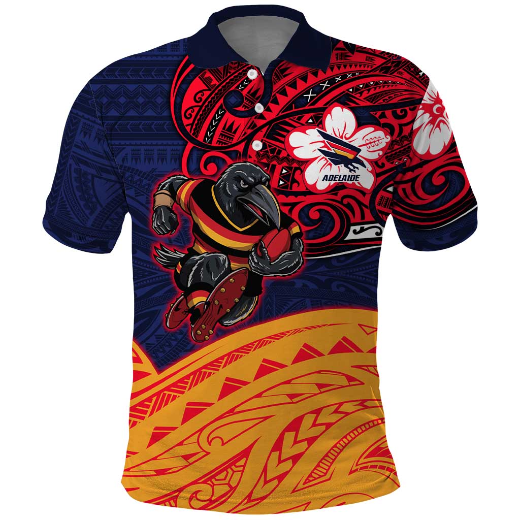 Adelaide Crow Mascot Polo Shirt Polynesian Tribal Pattern Bold Island Style