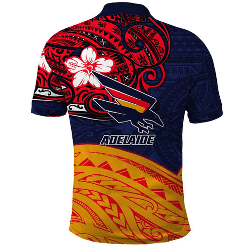 Adelaide Crow Mascot Polo Shirt Polynesian Tribal Pattern Bold Island Style