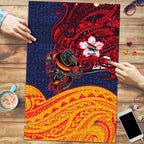 Adelaide Crow Mascot Puzzle Polynesian Tribal Pattern Bold Island Style