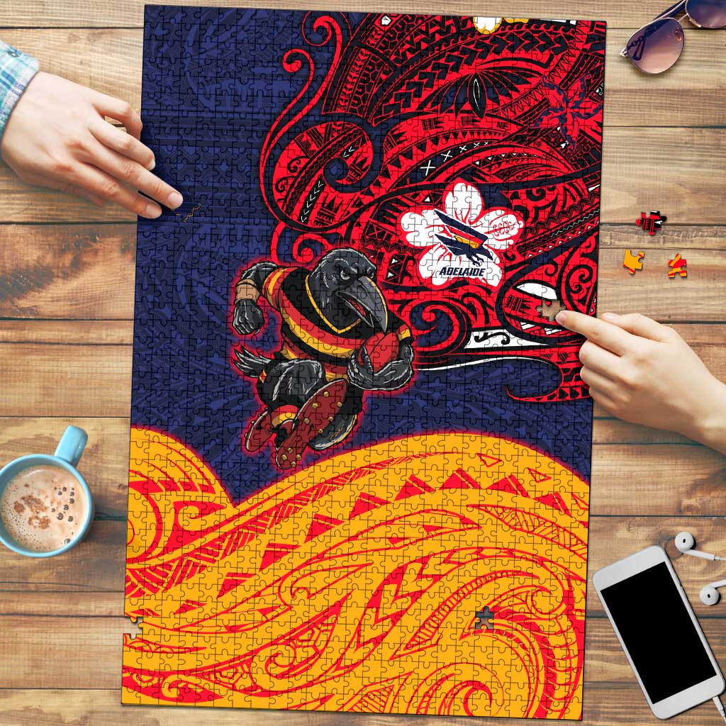 Adelaide Crow Mascot Puzzle Polynesian Tribal Pattern Bold Island Style