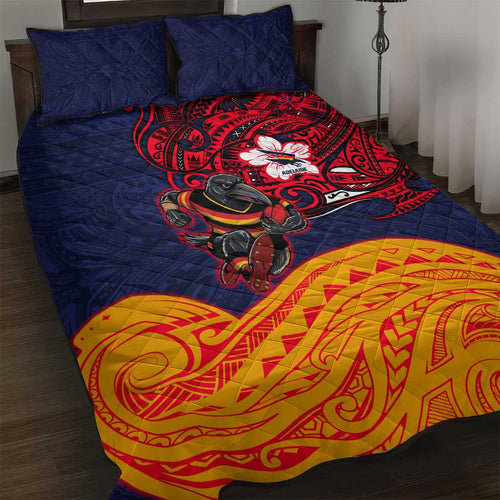 Adelaide Crow Mascot Quilt Bed Set Polynesian Tribal Pattern Bold Island Style