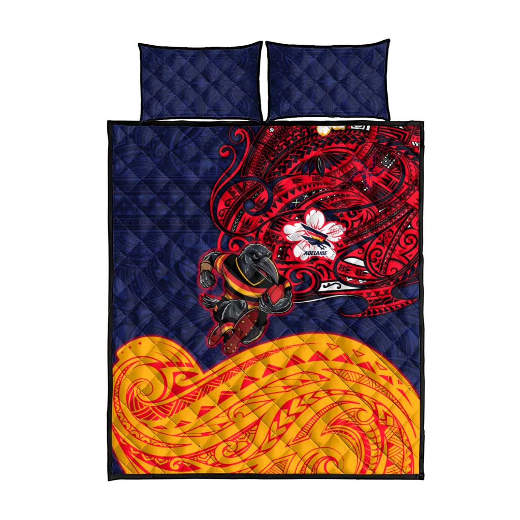 Adelaide Crow Mascot Quilt Bed Set Polynesian Tribal Pattern Bold Island Style