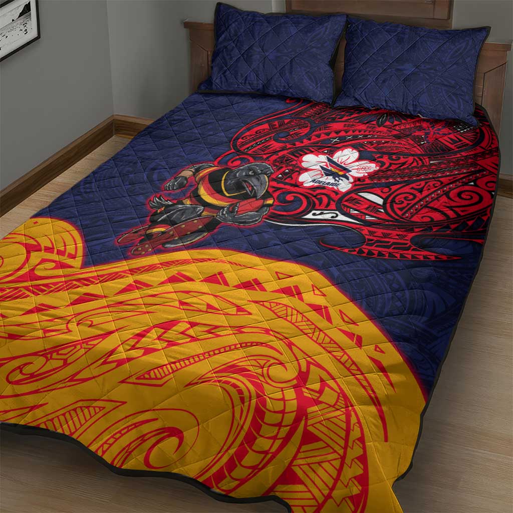 Adelaide Crow Mascot Quilt Bed Set Polynesian Tribal Pattern Bold Island Style
