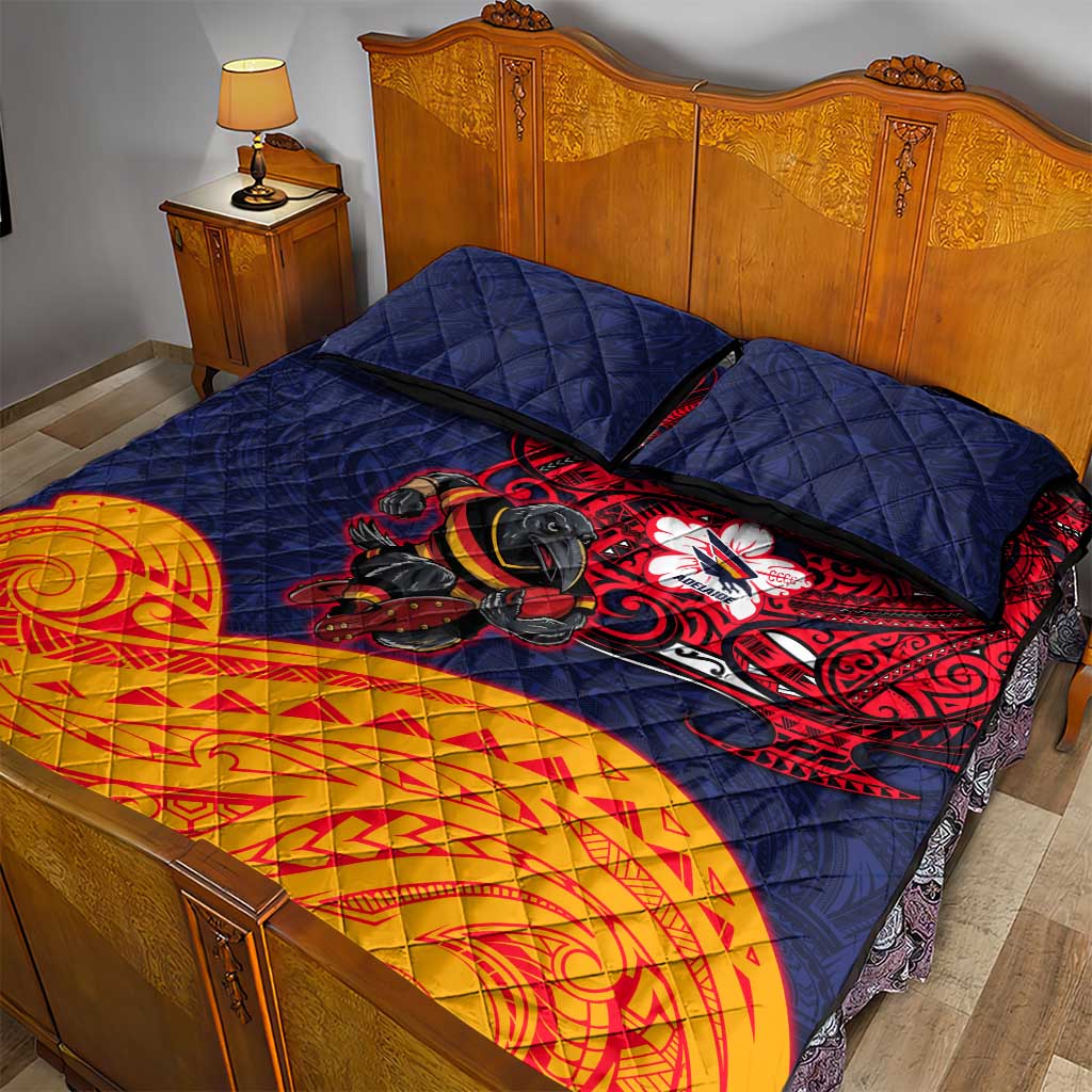 Adelaide Crow Mascot Quilt Bed Set Polynesian Tribal Pattern Bold Island Style