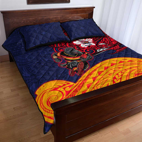 Adelaide Crow Mascot Quilt Bed Set Polynesian Tribal Pattern Bold Island Style
