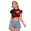 Adelaide Crow Mascot Raglan Cropped T Shirt Polynesian Tribal Pattern Bold Island Style